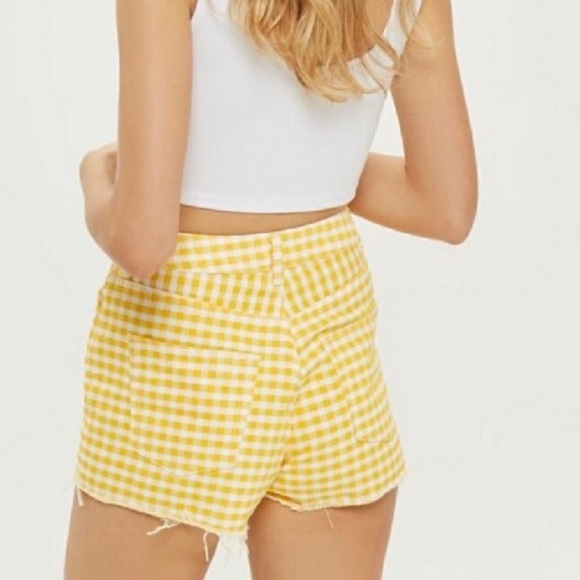 Topshop Moto Gingham Denim Mom Shorts - Picture 4 of 11